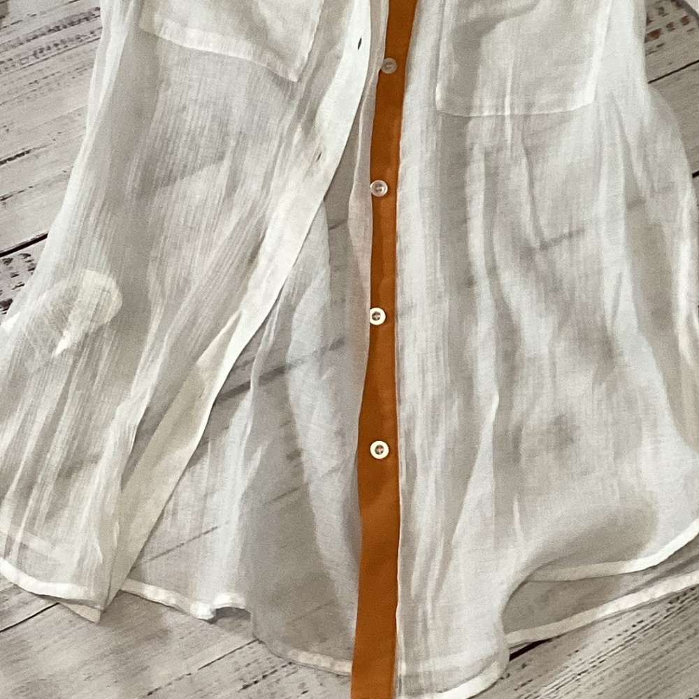 1502. Bcbg Sheer Button-Down Blouse Size M Vguc - image 4